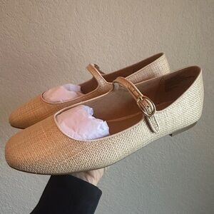 J. Crew Natural Raffia Women's woven Mary Jane Flats